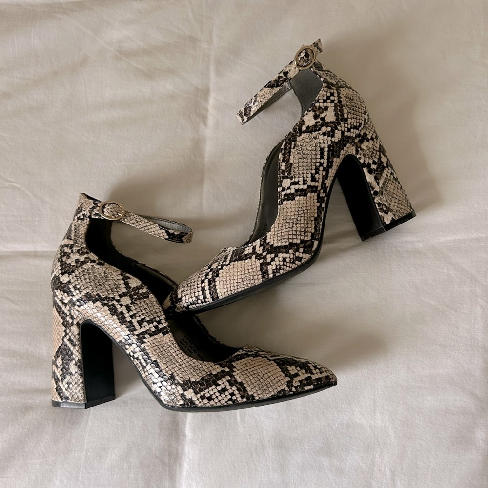 Snakeskin Block Heels